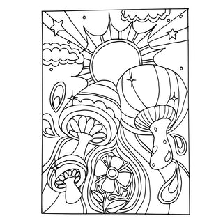 60's Mushroom Colour-in Digital Download