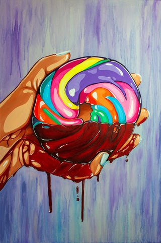 Rainbow Bagel Painting Original